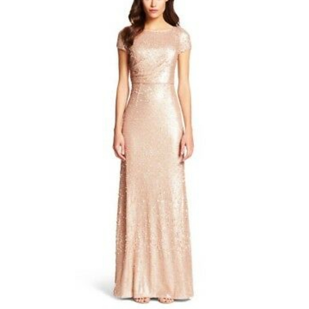 Adrianna Papell Nude Sequin Dress Size 6